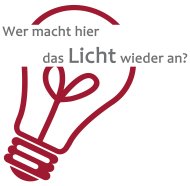 Grafik Leerstand Symbolbild mit einer Glühbirne und Text als Werbung zur Anmietung eines leerstehenden Ladenlokals