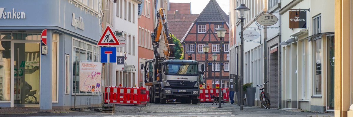 Blick Fußgängerzone Blick in die Fußgängerzone am Krickmarkt mit einer Baustelle