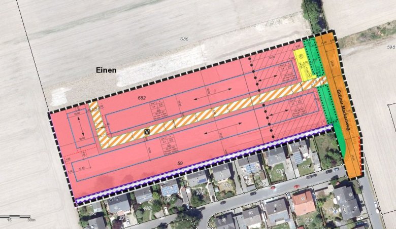 Baugebiet Grüner Markenweg in Einen Montage Bebauungsplan Grüner Markenweg in das Luftbild