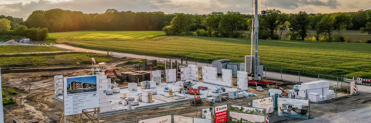 Baustelle In de Brinke Mai 2021 Rohbau eines Gebäudes in Warendorf