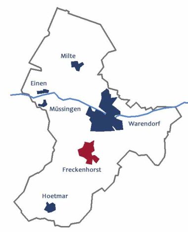 Freckenhorst Lage des Ortsteils Freckenhorst im Stadtgebiet