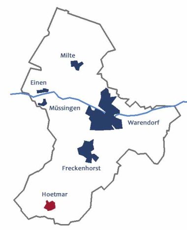 Hoetmar Lage des Ortsteils Hoetmar im Stadtgebiet