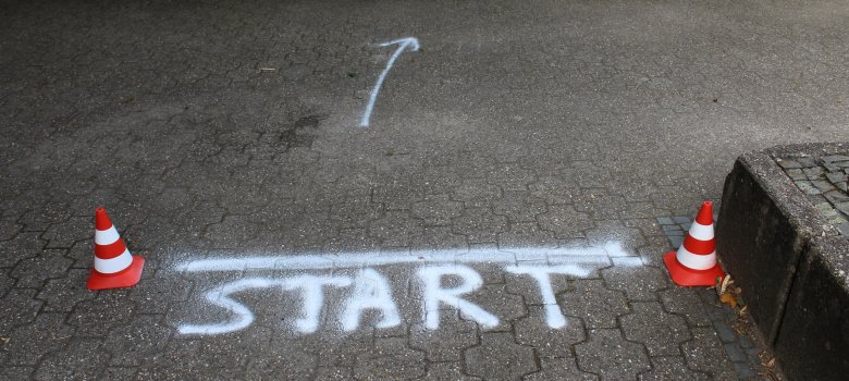 Pedelec-Training Hier ist die Startmarkierung des Pedelectrainings zu sehen